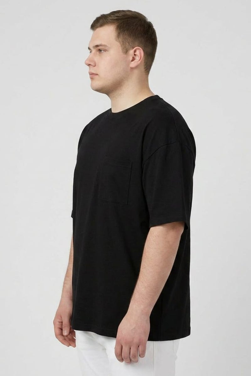 Fudo Men Crew Neck Short Sleeve Brand Logo T-Shirt, Black - Image 3