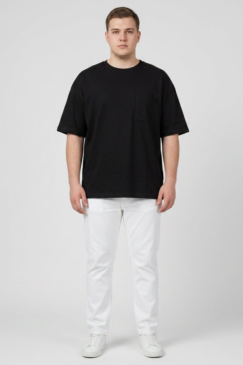Fudo Men Crew Neck Short Sleeve Brand Logo T-Shirt, Black - Image 2