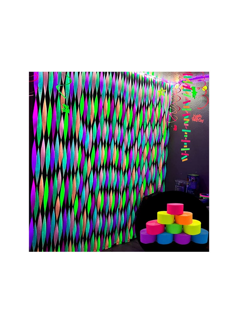 Flamingo Crepe Paper Streamer Rolls Hanging Party Decoration Total 10 Rolls Theme Party Streamer for Wedding Bridal Baby Shower Birthday DIY Art Project Supplies (Rainbow colour) - Image 1