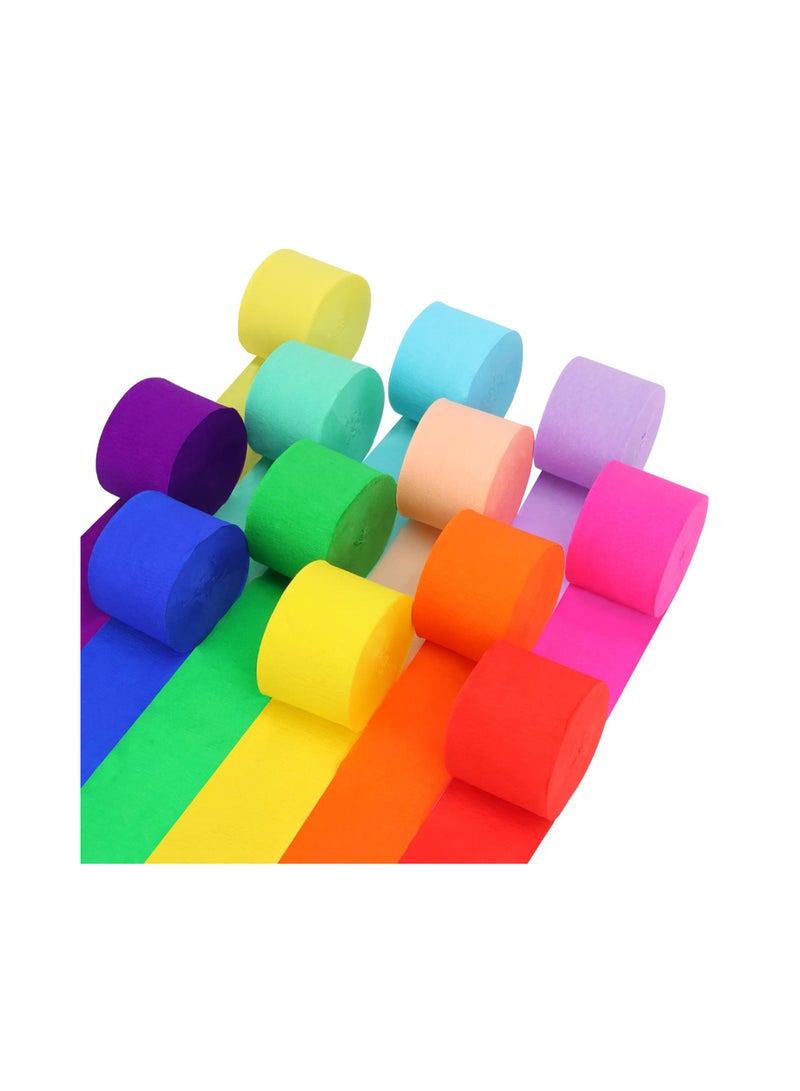 Flamingo Crepe Paper Streamer Rolls Hanging Party Decoration Total 10 Rolls Theme Party Streamer for Wedding Bridal Baby Shower Birthday DIY Art Project Supplies (Rainbow colour) - Image 2