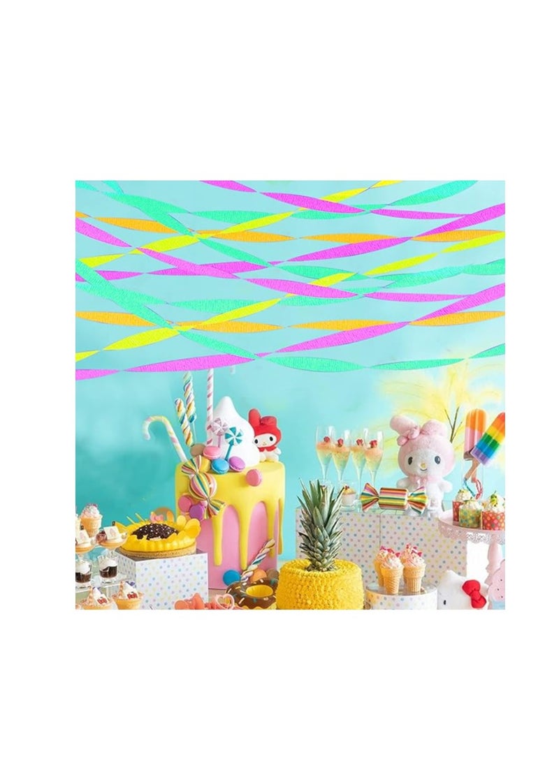Flamingo Crepe Paper Streamer Rolls Hanging Party Decoration Total 10 Rolls Theme Party Streamer for Wedding Bridal Baby Shower Birthday DIY Art Project Supplies (Rainbow colour) - Image 4