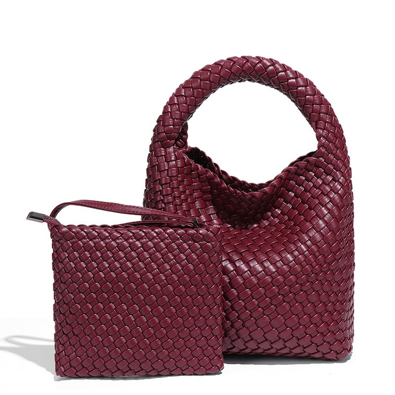 High-End Hand-Woven Bucket Bag – Large Capacity Tote for Daily Use - Image 1