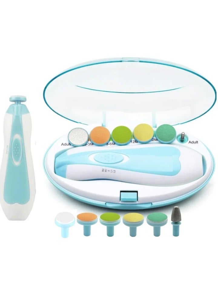 نقطة التسوق مقص أظافر كهربائي للأطفال - مجموعة مقصات أظافر ومبرد 6 في 1 للأطفال مع ضوء LED، محمولة وخفيفة الوزن، آمنة للمواليد الجدد والأطفال الصغار والأطفال والبالغين - تتضمن 6 رؤوس طحن وتلميع - Image 1