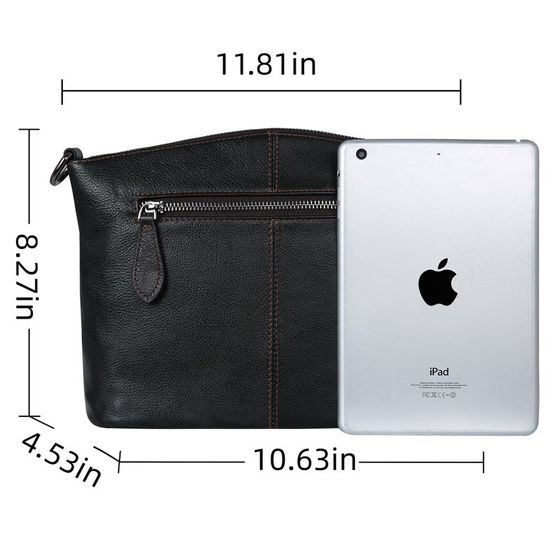 HESHE Crossbody Purses for Women Genuine Leather Purses and Handbags Designer Satchel Purse with Multi-Pockets Vintage Small Shoulder Bags Ladies Hobo Bag (Black) - Image 5