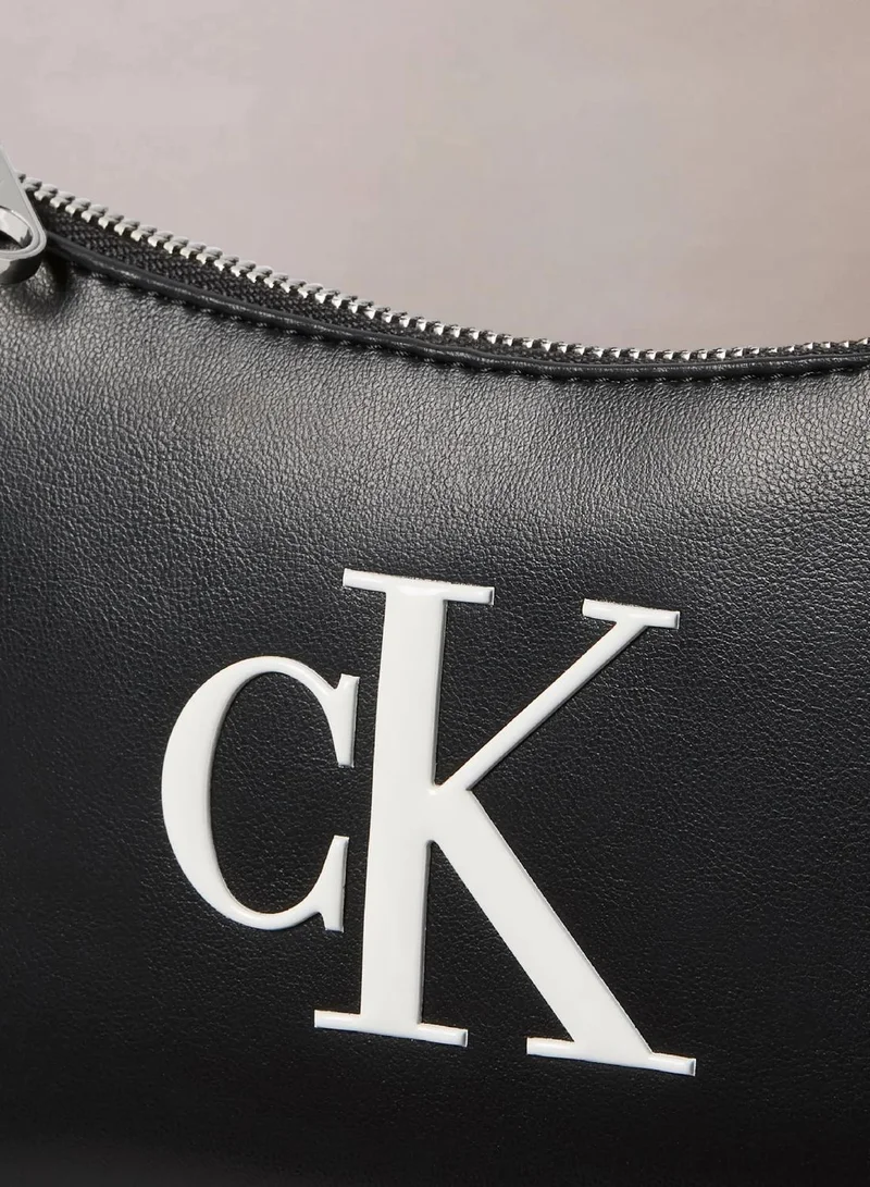 Calvin Klein BLACK/WHITE Embossed Monogram Mini Shoulder Bag for Women | Best Price UAE
