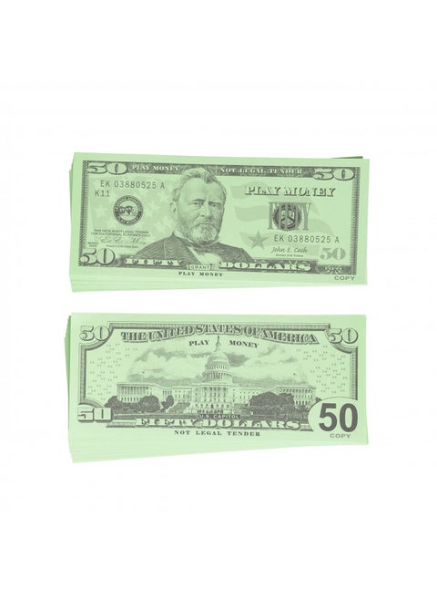 LEARNING ADVANTAGE-7503 Fifty Dollar Play Bills - Set of 50 $50 Paper Bills - Designed and Sized Like Real US Currency - Teach Currency, Counting and Math with Play Money