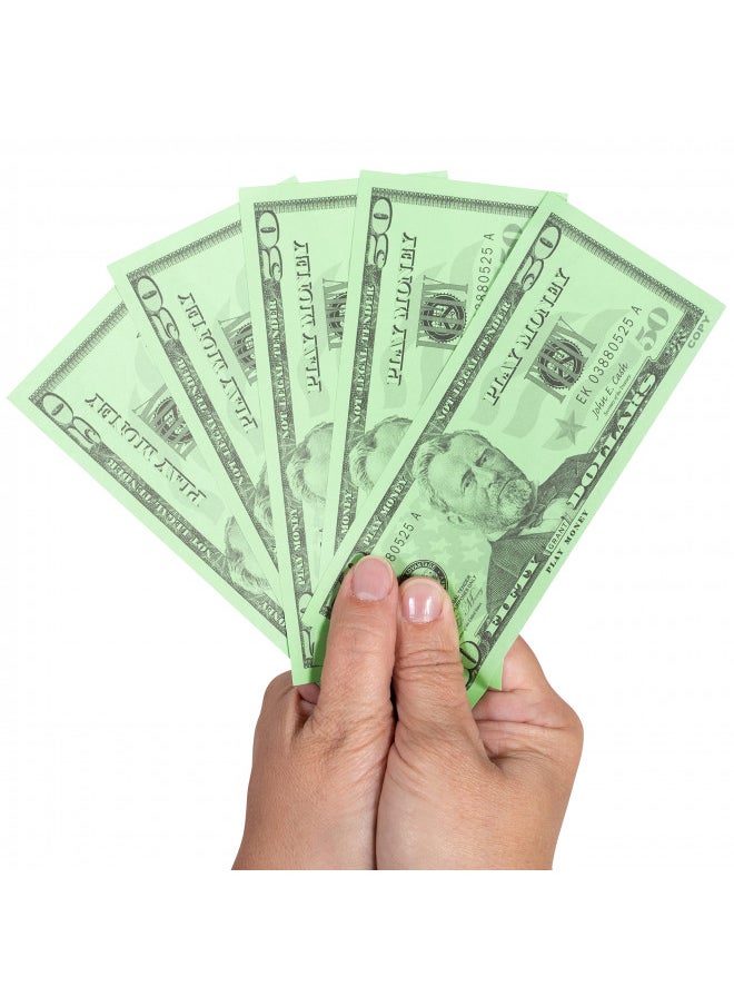 Learning Advantage - LEARNING ADVANTAGE-7503 Fifty Dollar Play Bills - Set of 50 $50 Paper Bills - Designed and Sized Like Real US Currency - Teach Currency, Counting and Math with Play Money - Image 1