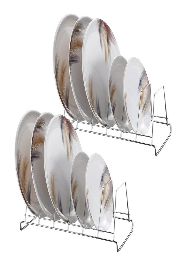 GRIDKITCHEN Plate Rack/Dish Stand/Utensil Rack/Lid Holder for Kitchen Shelves - 5 Section (Metal,Pack of 2) - Image 3