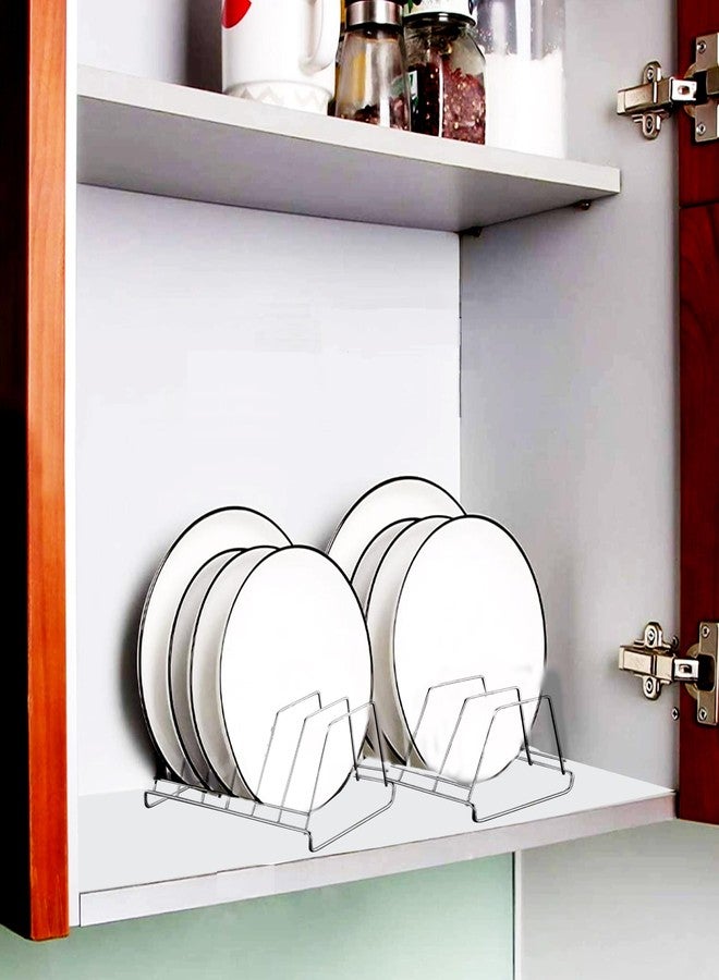 GRIDKITCHEN Plate Rack/Dish Stand/Utensil Rack/Lid Holder for Kitchen Shelves - 5 Section (Metal,Pack of 2) - Image 1