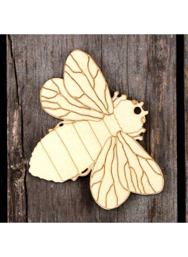 klarako 10pcs Honey Bee Wood Slices Unfinished Wood Cutouts Shapes Pieces Crafts Confetti Ornaments DIY Pendants with Hemp Rope for Wedding Table Scatter Decorations - Image 2
