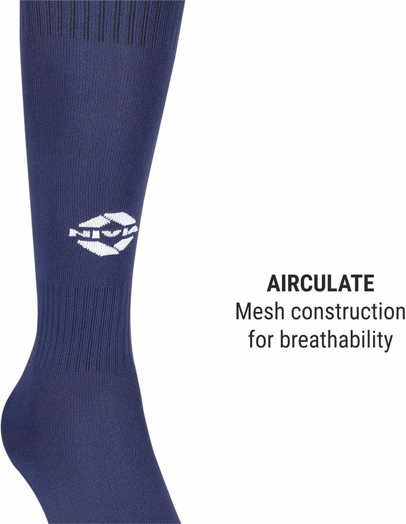 Nivia Plain Encounter Football Stockings, Micro Yarn Stocking, for Men & Women, Knee Length, Soccer Stockings (N. Blue/White,Size-Medium) - Image 2