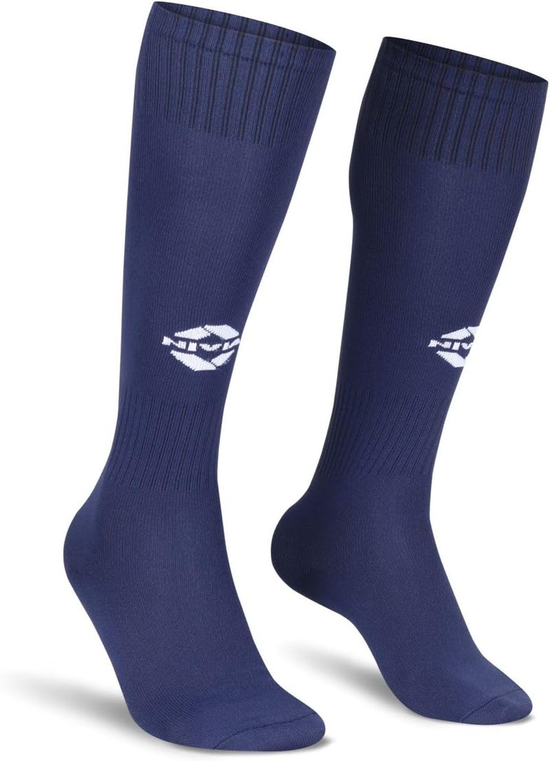 Nivia Plain Encounter Football Stockings, Micro Yarn Stocking, for Men & Women, Knee Length, Soccer Stockings (N. Blue/White,Size-Medium) - Image 1