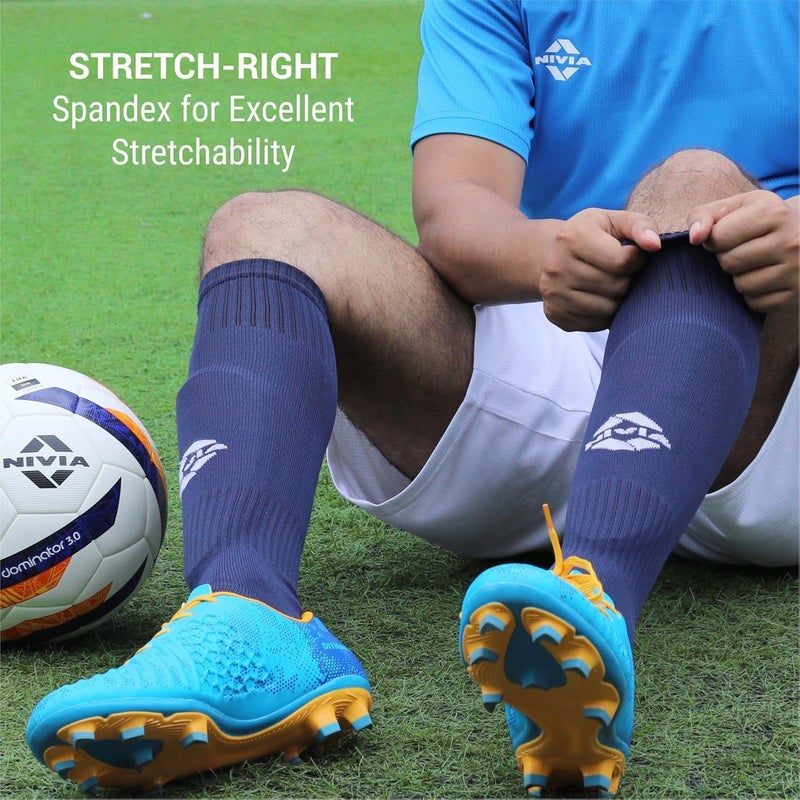 Nivia Plain Encounter Football Stockings, Micro Yarn Stocking, for Men & Women, Knee Length, Soccer Stockings (N. Blue/White,Size-Medium) - Image 3