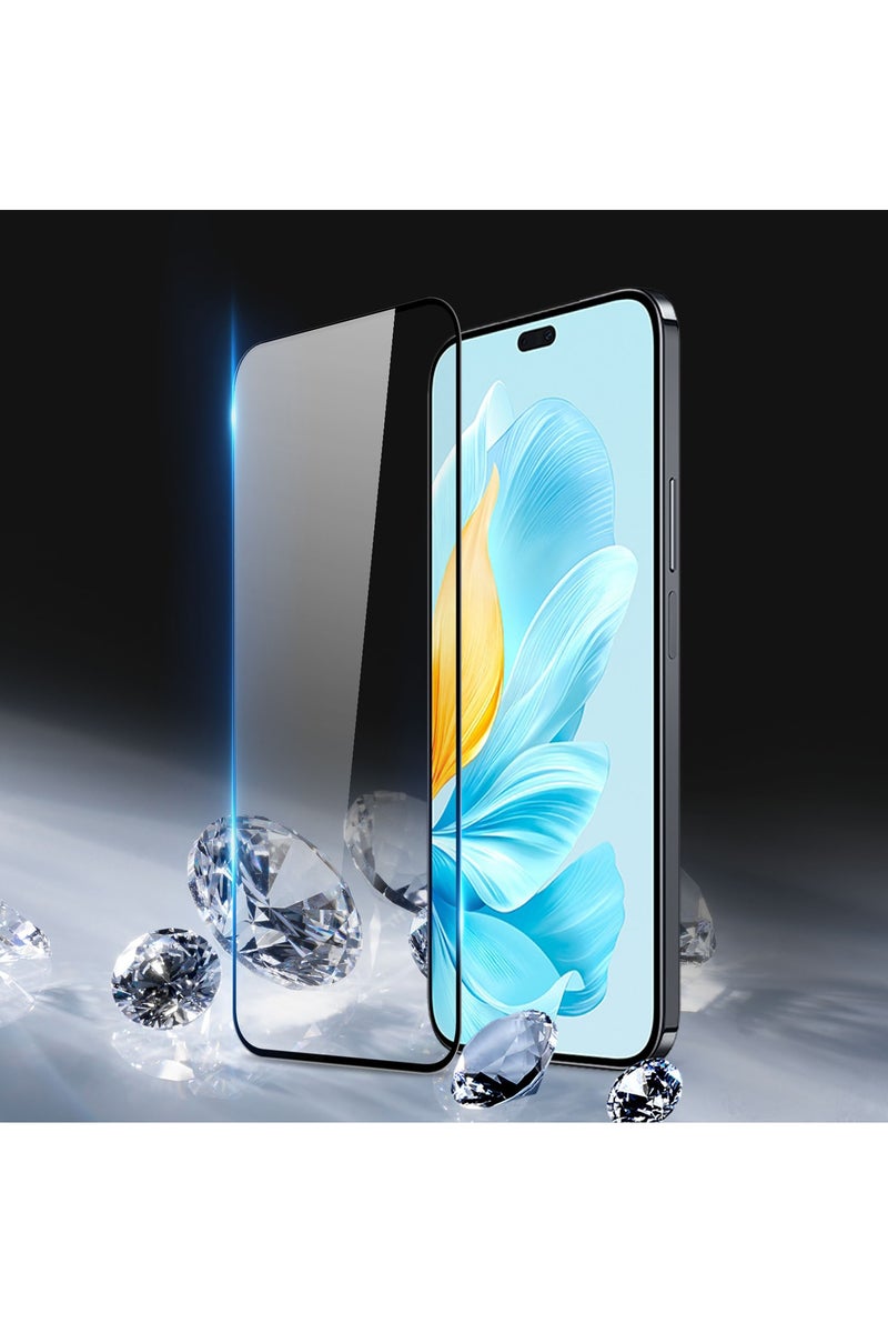 دوكس دوتشيز واقي شاشة من الزجاج المقوى، متوافق مع هاتف Honor 200 Lite، واقي شاشة شفاف بحافة سوداء وتغطية كاملة (غراء كامل وحافة سوداء شفافة) - Image 2