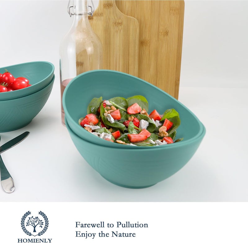 Homienly Salad Bowls 6 PCS Wheat Straw Bowls  60oz Large Serving Bowl  Microwave and Dishwasher Safe Cereal Bowl Big Soup Bowls for Kitchen Camping Picnic Party Popcorn Bowl Set  Green - Image 3