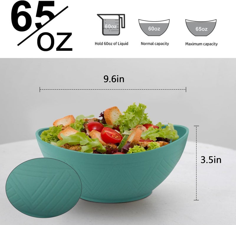 Homienly Salad Bowls 6 PCS Wheat Straw Bowls  60oz Large Serving Bowl  Microwave and Dishwasher Safe Cereal Bowl Big Soup Bowls for Kitchen Camping Picnic Party Popcorn Bowl Set  Green - Image 2