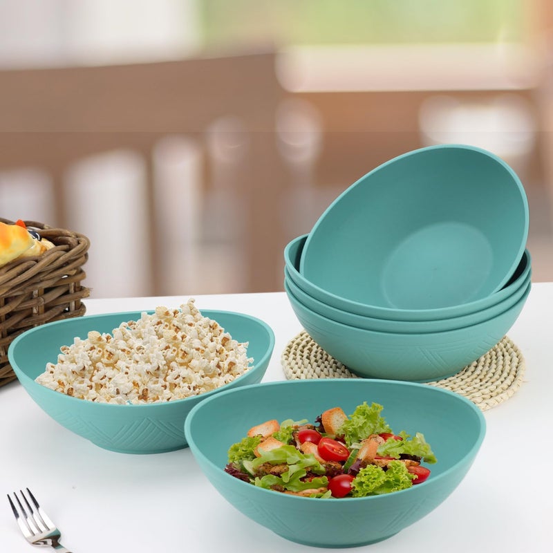 Homienly Salad Bowls 6 PCS Wheat Straw Bowls  60oz Large Serving Bowl  Microwave and Dishwasher Safe Cereal Bowl Big Soup Bowls for Kitchen Camping Picnic Party Popcorn Bowl Set  Green - Image 5