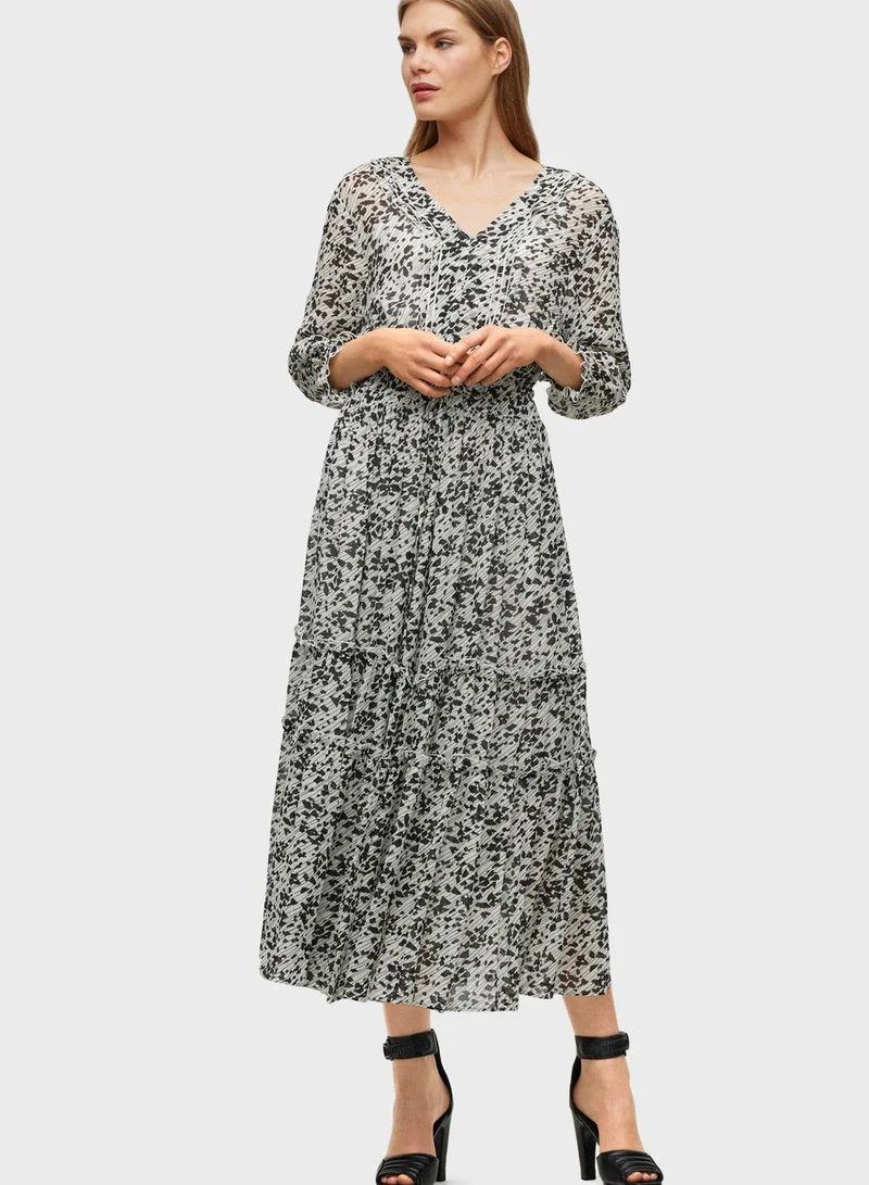 BOSS Floral Chiffon Midi Dress