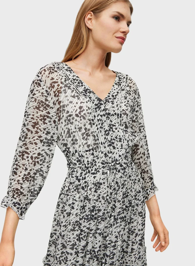 BOSS Floral Chiffon Midi Dress