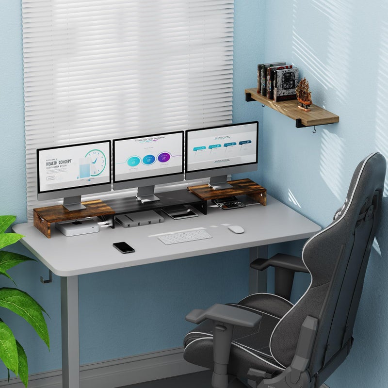 ErgoFocus Triple Monitor Stand Riser, Extra Long Monitor Lift for 3 Monitors, Dual Monitor Stand with Length and Angle Adjustable - Image 4