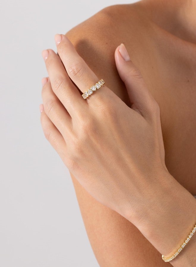 PAVOI 14K Yellow Gold Plated Heart Ring for Women, Yellow Gold - Image 3