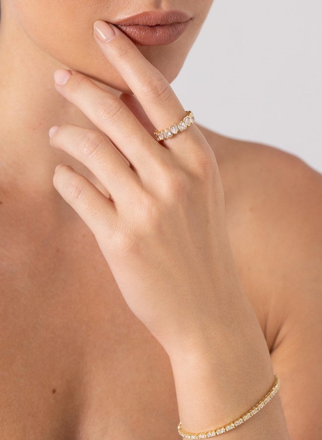 PAVOI 14K Yellow Gold Plated Heart Ring for Women, Yellow Gold - Image 5