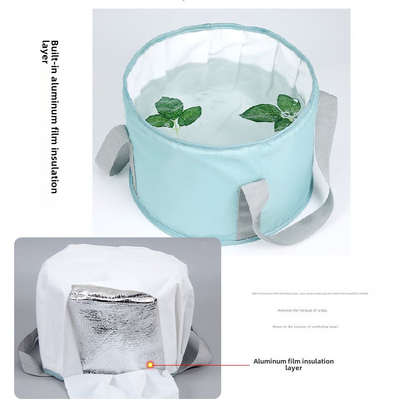 Foldable Foot Bath: Gray Small Size With Durable Aluminum & Pearl Cotton - 5-Layer Insulation Multi-Functional Storage Tool for Travelers & Home Use - Image 5