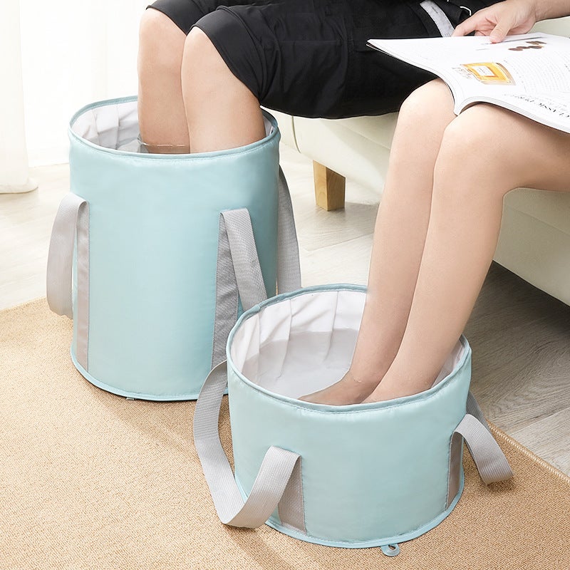 Foldable Foot Bath: Gray Small Size With Durable Aluminum & Pearl Cotton - 5-Layer Insulation Multi-Functional Storage Tool for Travelers & Home Use - Image 3