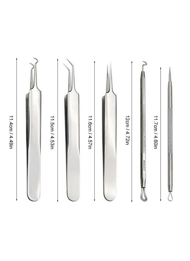 Generic 5-piece Blackhead Remover Kit With Tweezers Silver  - Image 3