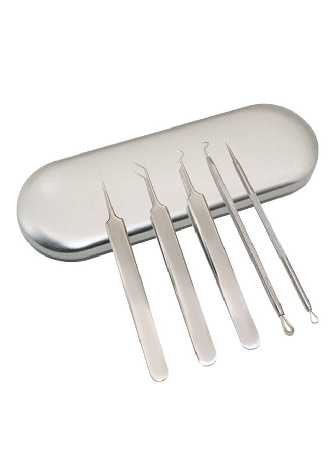 Generic 5-piece Blackhead Remover Kit With Tweezers Silver  - Image 1