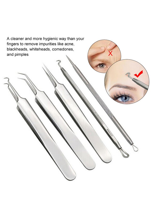 Generic 5-piece Blackhead Remover Kit With Tweezers Silver  - Image 2