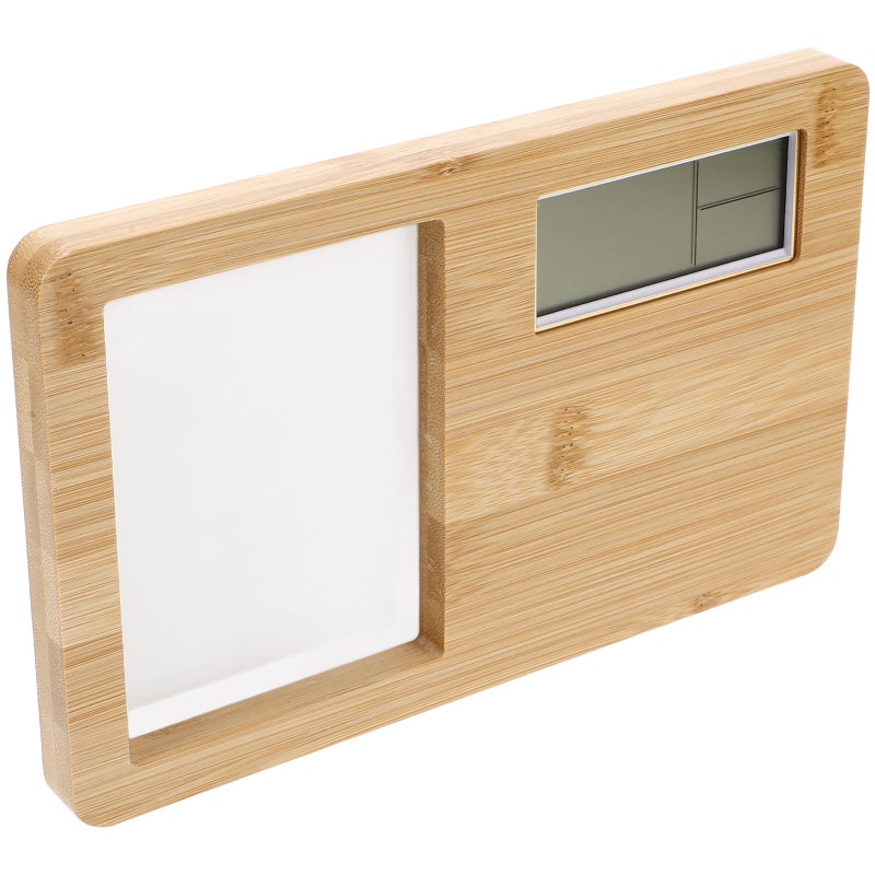 Clock With Mini Picture Frame Desktop Wood Clock With Display Screen Multi-use Clear Display Clock Beside Table Alarm Clock - Image 4