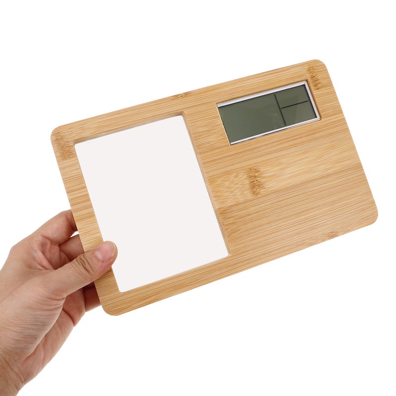 Clock With Mini Picture Frame Desktop Wood Clock With Display Screen Multi-use Clear Display Clock Beside Table Alarm Clock - Image 2