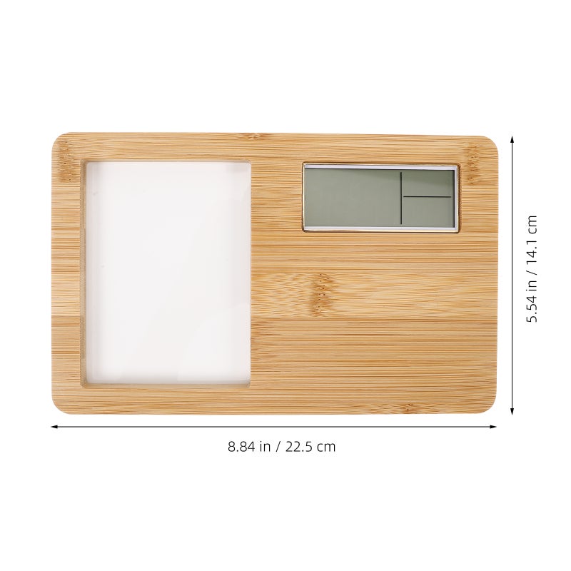 Clock With Mini Picture Frame Desktop Wood Clock With Display Screen Multi-use Clear Display Clock Beside Table Alarm Clock - Image 3