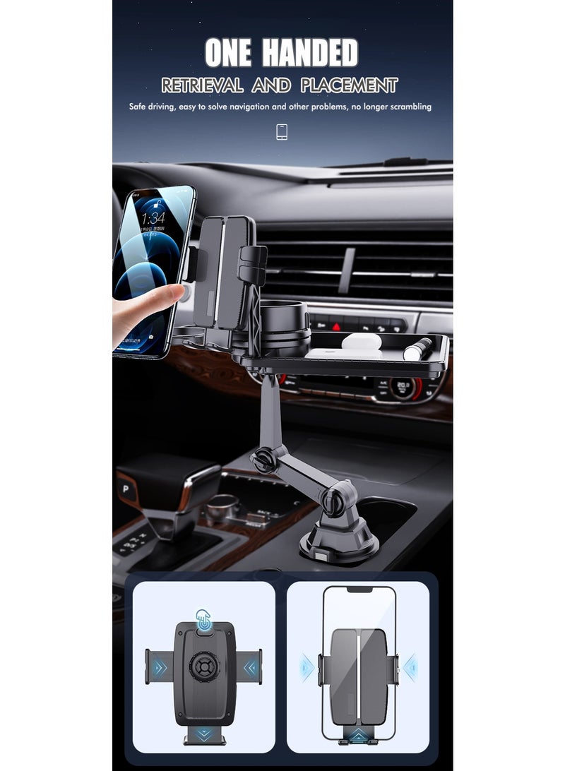 Soofam 2-in-1 Cup Holder Cell Phone Holder for Your Car Bottle Friendly Cup Cell Phone Holder Mount for Car Height Adjustable Sturdy Fit 4-7 inches Phones - Image 3