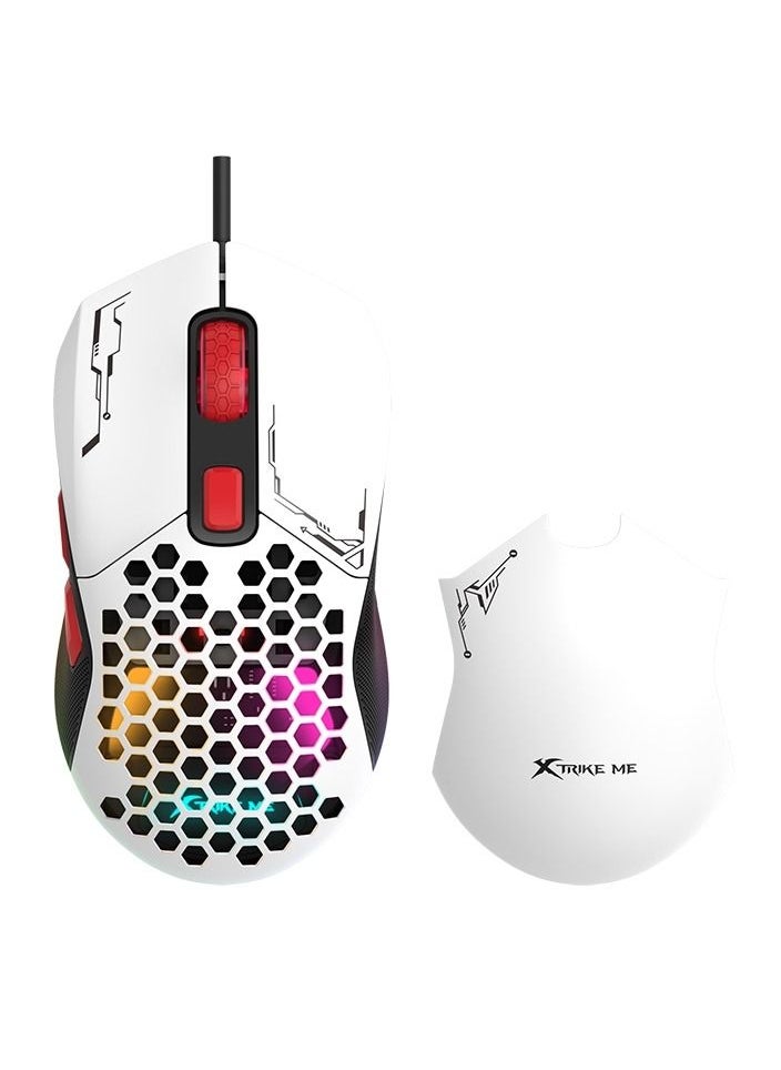 XTRIKE ME - GM316W RGB Gaming Mouse - Optical Sensor 7,200 DPI - Detachable Top Covers - Lightweight Only 67G (White) - Image 1