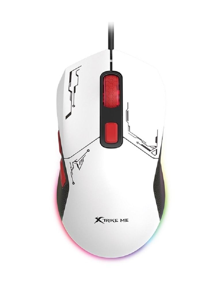 XTRIKE ME - GM316W RGB Gaming Mouse - Optical Sensor 7,200 DPI - Detachable Top Covers - Lightweight Only 67G (White) - Image 1