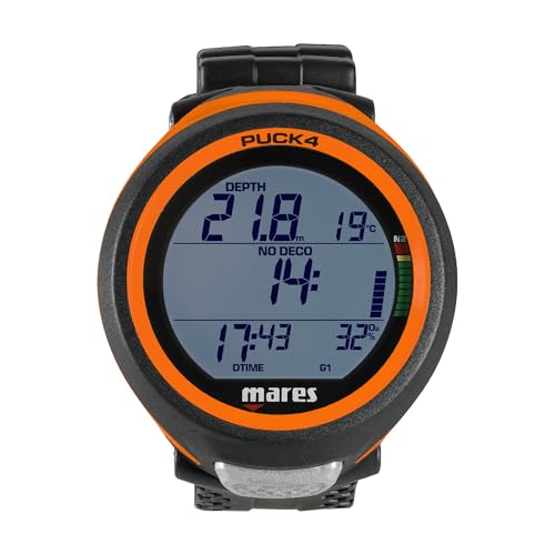 Mares Puck 4 Wrist Dive Computer | Entry-Level Watch-Style One Button Control Underwater Scuba Diving Computer, Black/Orange - Image 2
