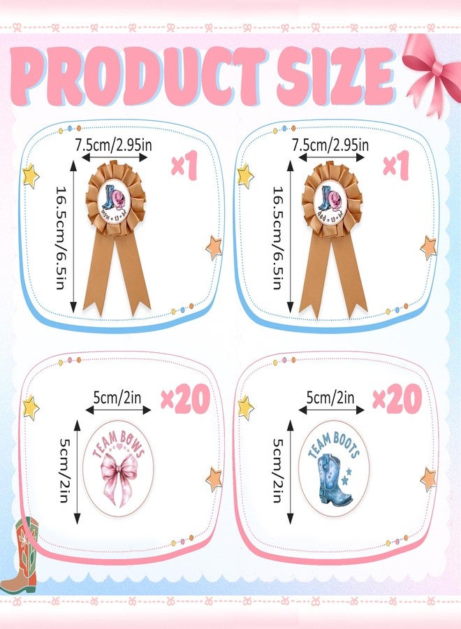 Ohmique 2 PCS Dad and Mom To Be Tinplate Badge Pin with 40 PCS Team Bows Team Boots Gender Reveal Stickers, Boots or Bows Gender Reveal Decorations for Baby Shower Birthday Party Supplies - Image 2