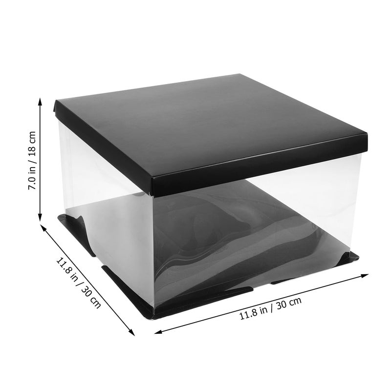 4Pcs 10 Inch Square Cake Box Black 30X30X18Cm Single Layer For Birthday Wedding Party Display - Image 3