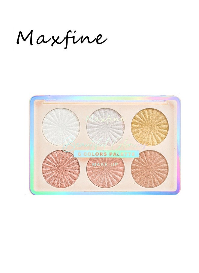 6 colors palette,Highlighte Disc Makeup for Face,Eye,Cheek and Body, Highly Pigmented Eyeshadow,Makeup, Metallic Glitter Shimmer Bronzer, Pearl White, Pink, Champagn #G01