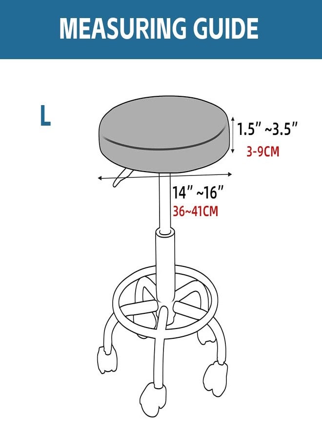 Shukii أغطية كراسي بار من شوكي - عبوة من قطعتين - غطاء وسادة مقعد دائري ناعم مع مطاط للكرسي (أزرق، كبير) - Image 2