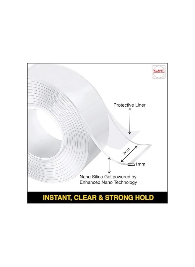 KLAPiT KLAPiT SUPER TAPE Double Sided Heavy Duty Mounting Tape Holds 350 lbs/161Kg Weight Using Enhanced Nano Technology. Clear Tape for Wall, Wood, Tile, Stone, Glass, Metal & Acrylic  - Image 2
