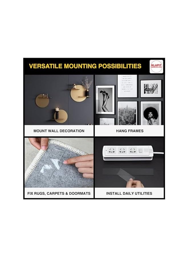KLAPiT KLAPiT SUPER TAPE Double Sided Heavy Duty Mounting Tape Holds 350 lbs/161Kg Weight Using Enhanced Nano Technology. Clear Tape for Wall, Wood, Tile, Stone, Glass, Metal & Acrylic  - Image 5