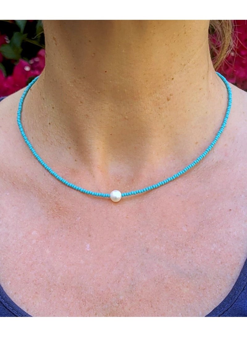 Alwan Jewelry Set of a Bracelet and a Necklace with a Pearl - Image 3