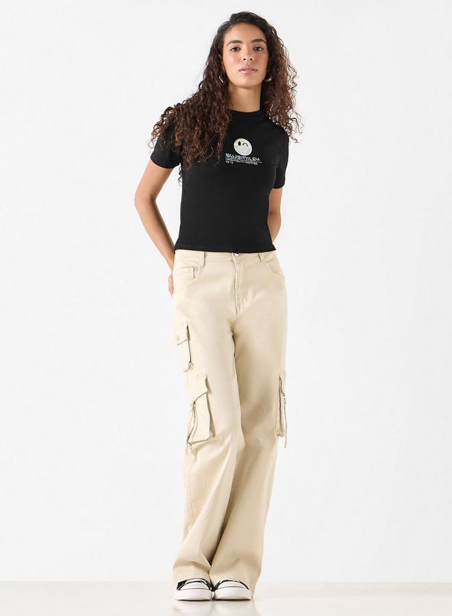 SP Characters Printed T-shirt with Crew Neck and Short Sleeves - Image 2