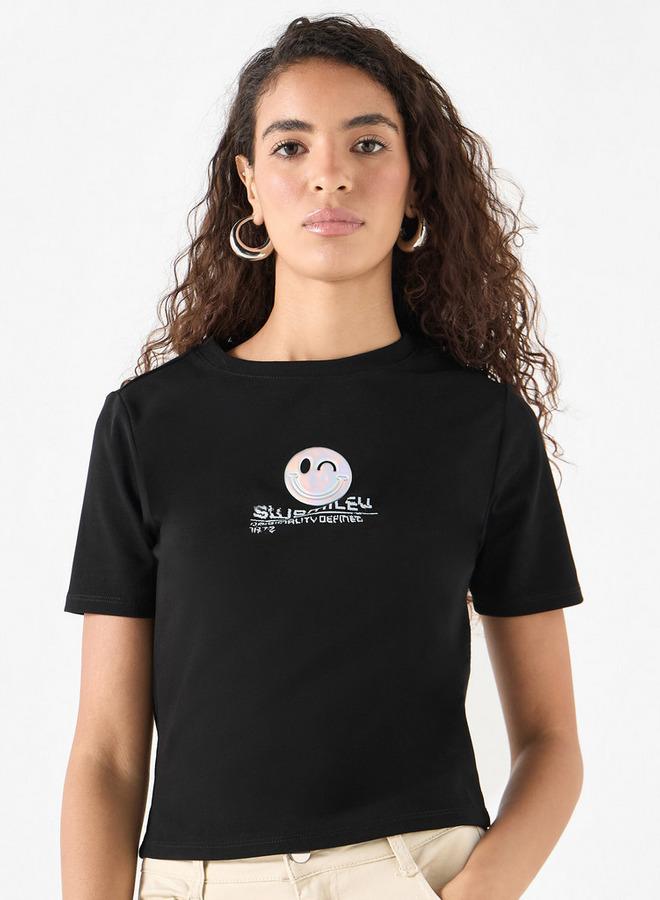 SP Characters Printed T-shirt with Crew Neck and Short Sleeves - Image 1