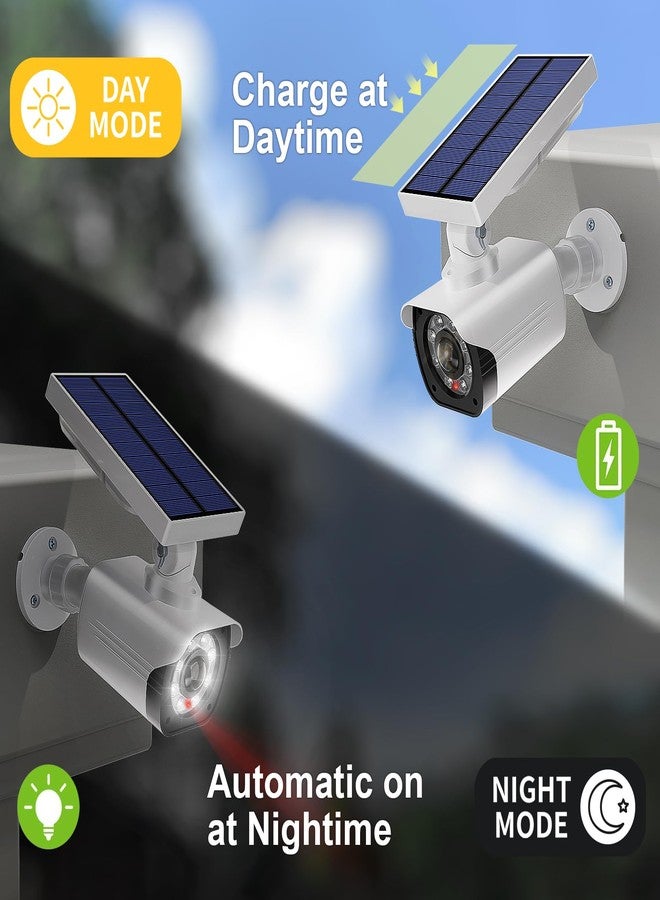 WALI Solar Fake Camera,Dummy Security Camera with Motion Sensor Light, Simulated Surveillance Security CCTV Dome Camera Indoor Outdoor (TCW2-SOL), 2 Packs, White - Image 3