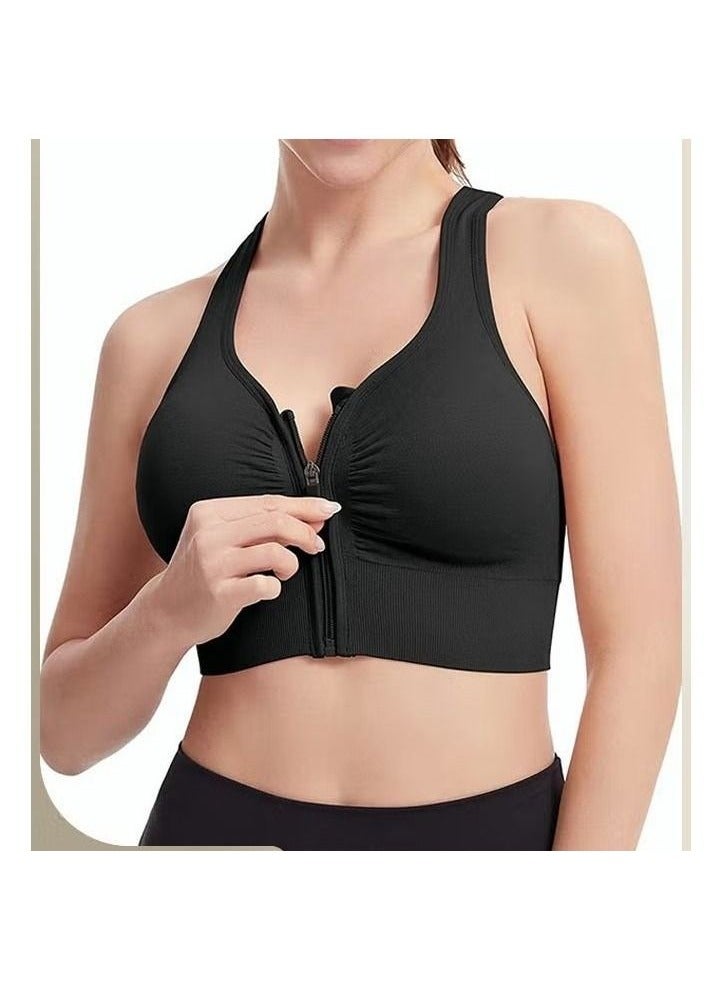 Women's Sports Bra, Soild Color Yoga Bra With Front Zipper, Adjustable Sports Vest, Back Cutout No Steel Ring Bras, Yoga Sports Fitness Lingerie For Women, Ladies Comfy Breathable Bras, Shock-Proof Push-Up Underwear - Image 4