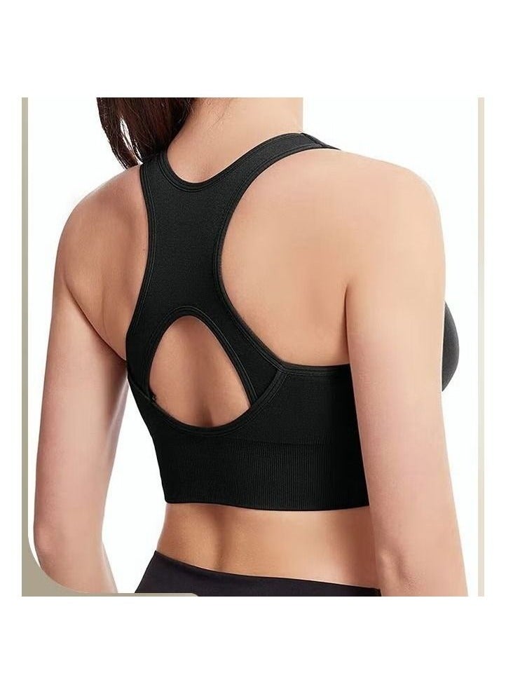 Women's Sports Bra, Soild Color Yoga Bra With Front Zipper, Adjustable Sports Vest, Back Cutout No Steel Ring Bras, Yoga Sports Fitness Lingerie For Women, Ladies Comfy Breathable Bras, Shock-Proof Push-Up Underwear - Image 5
